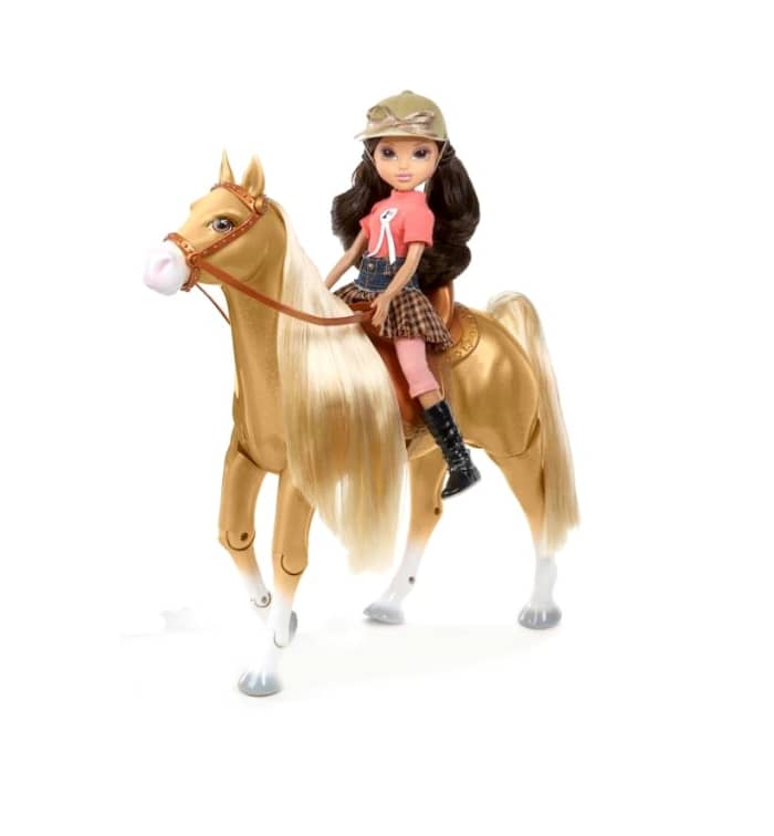 Moxie Girlz Doll and Horse Moxie Girlz in contemporary horseback riding outfit with riding boots and hat. Fun horseback riding pieces