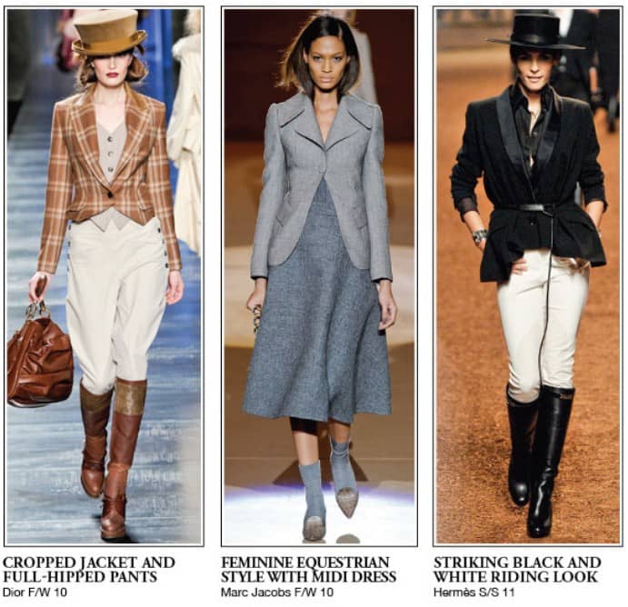 Three Fashionable Equestrian Outfits on the Run Way - All Celebrating High Style for Horse Back Riding