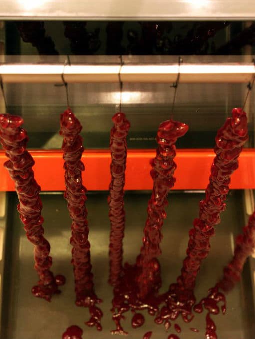 Repeat several times and hang somewhere to dry. Remember to put something under the churchkhela, they will be dripping.
