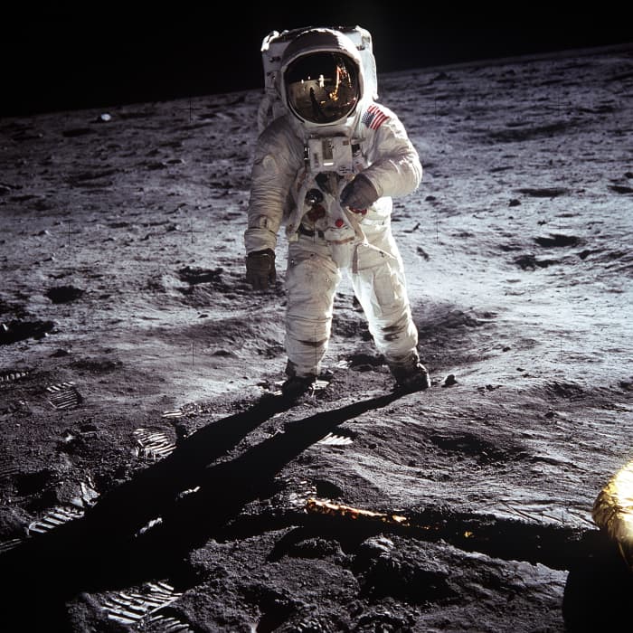 Considered one of the finest photos taken during the Apollo 11 mission. This photo of Buss Aldrin was captured by Neil Armstrong. You can make out his reflection in the helmet of Aldrin.