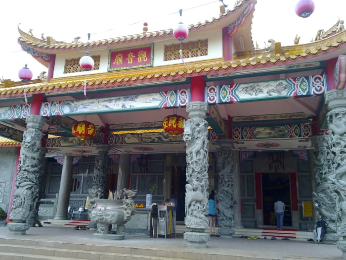 Front view of the temple leading to the 3 entrance, left, middle and right hand side.