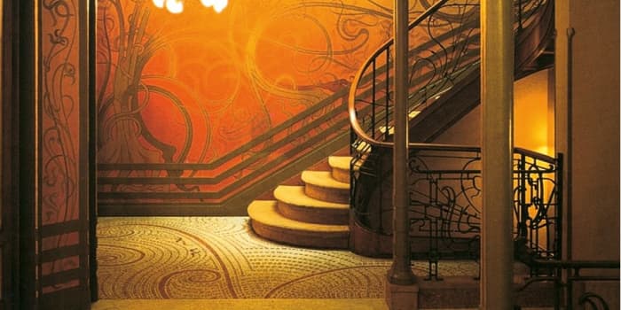 Detail from book described below. Picture shows Art Nouveau Architect Victor Horta's Tassel House stairway in Brussels.