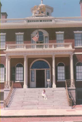 It's a museum now, and was a high point in the trip for Jason. Sarah, sitting on the steps, was not as fascinated with all the "male" stuff inside the Custom House.