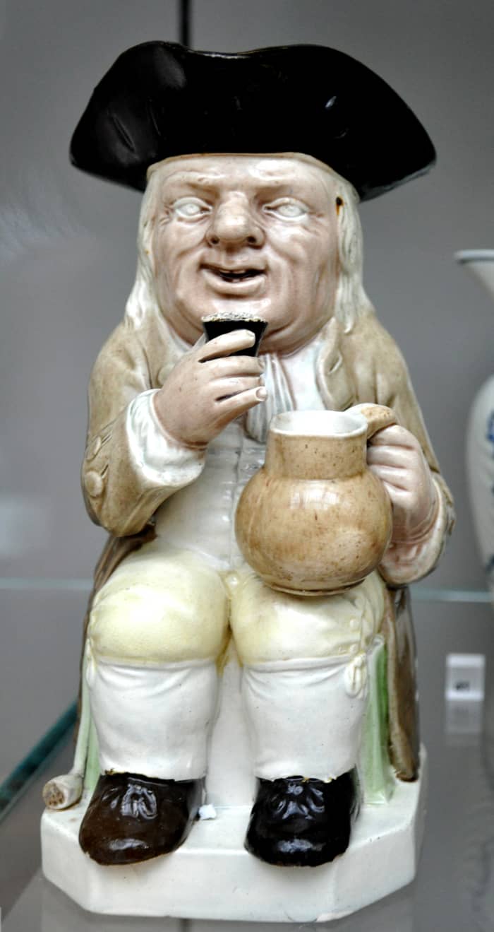 This is a classic toby jug made by Ralph Wood the younger. He and his father both contributed greatly to the toby jug movement.