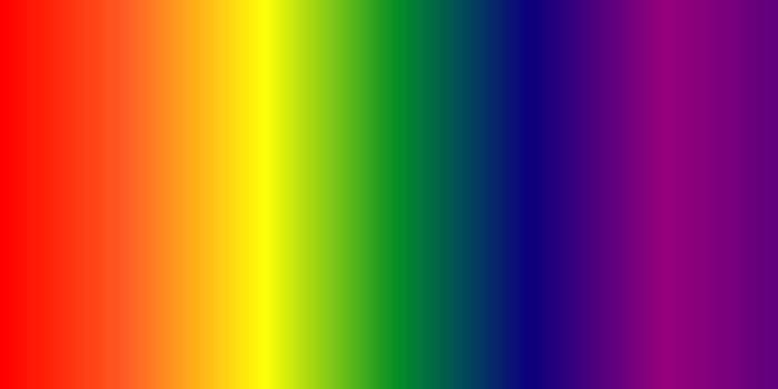 The colours of the visible light band in the electromagnetic spectrum gradually merge and change as the wavelength gradually lengthens from left to right, and from Red to Violet