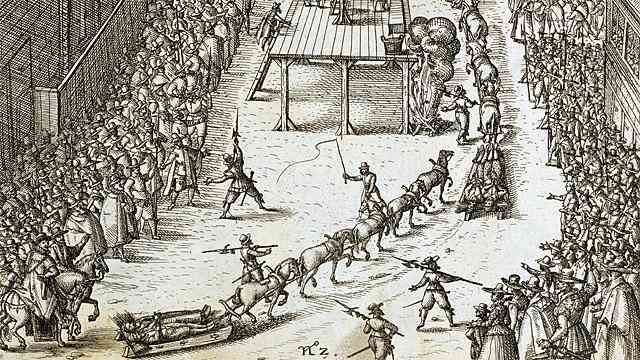In these days when the general public could watch the high and mighty being reduced to below their level - Guy Fawkes being literally carted to the site of punishment at the Old Palace Yard, Westminster, (hanging, drawing and quartering)