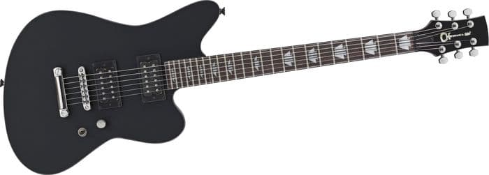 The Charvel SK-3 ST Skatecaster features an offset mahogany body and a sleek, modern design complemented by a flat matte finish.