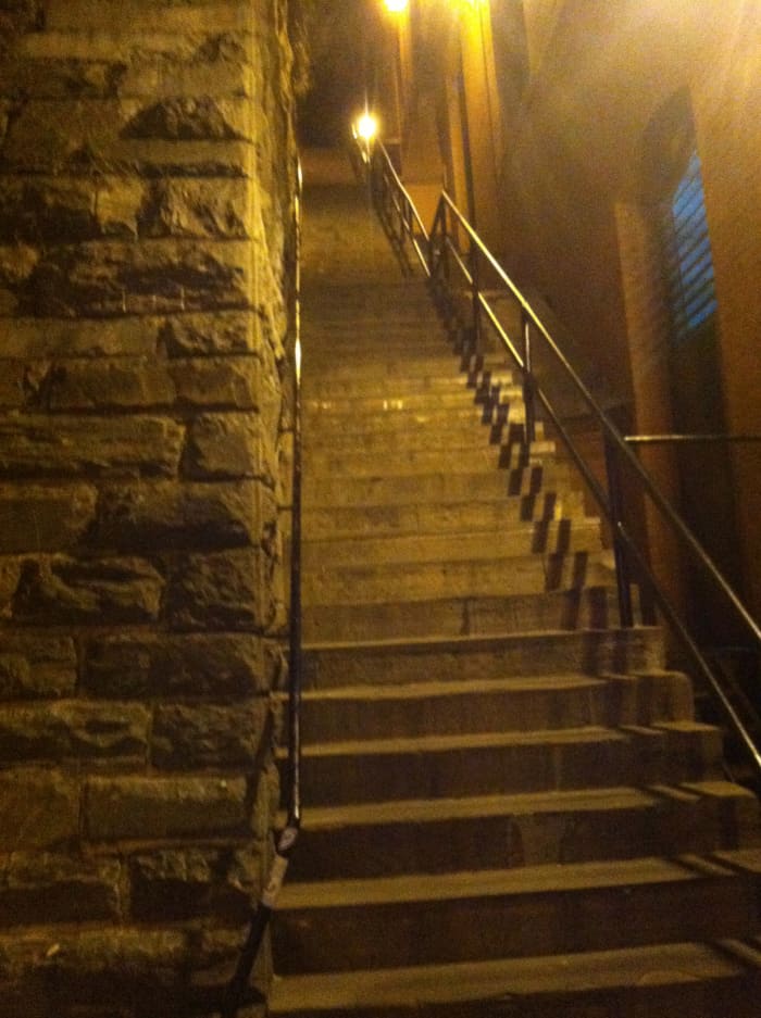The stairway to being a cold, quiet person might be a long, arduous one. (the "Exorcist Stairs" in Georgetown, Washington D.C.)
