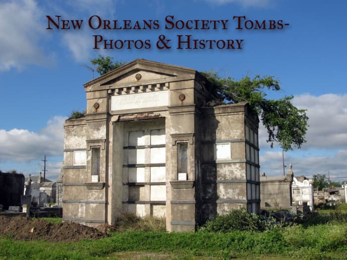 The French Mutual Aid Society in Lafayette No. 2 is in a state of disrepair with a small tree growing from its roof.