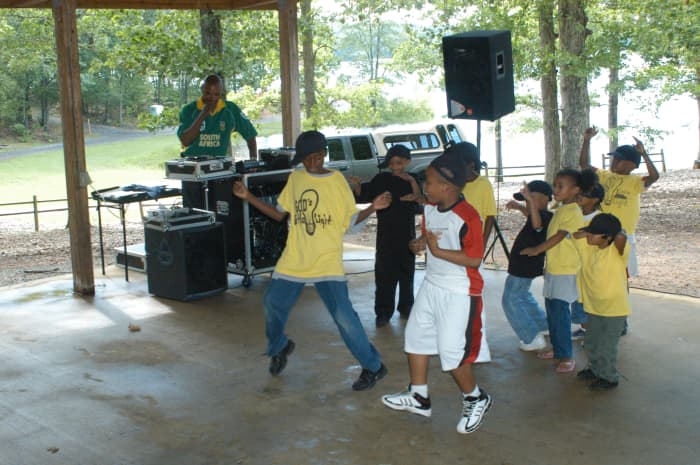 God's Little Lights, children from the Agape Fellowship Church perform a hip hop freestyle routine at the first annual Juneteenth commemoration festival. Held at Lunga Park, June 20, it honored the freeing of last slaves in America.