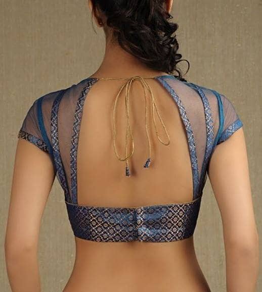 Clean lines. No unnecessary clutter (like embroidery or embellishments) in this gorgeous katan blouse made with net.