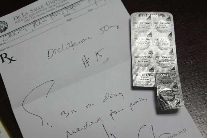 Diclofenac can be used to get rid of the inflammation Warning: It is always best to have a doctor's prescription