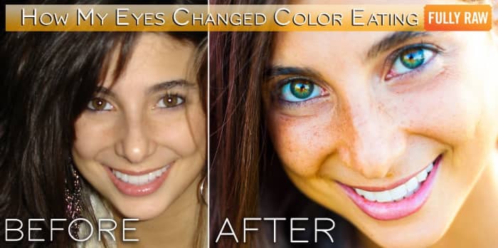 This is a picture of Kristina with her eyes changing color from a raw diet. This picture was not on the page it was supposed to be on but below is a video about it.