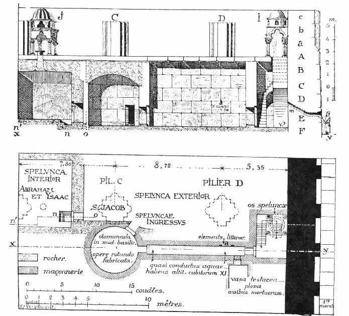 Drawing of Underground Chambers in Cave of Machpela, based upon Codex Manuscripts from the Crusaders in the Holy Land (1100-1291CE)