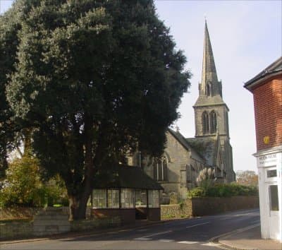 Church of St Lawrence, at the central crossroads of Hurstpierpoint