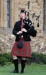 Bagpipers play throughout Galicia and wear the Scottish kilt, part of their Celtic traditions.