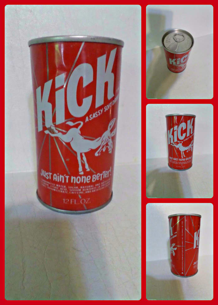 Here is a unopened vintage Kick like a Mule, the sassy soft Drink in a straight steel soda pop can all ready for your Fallout shelter :)