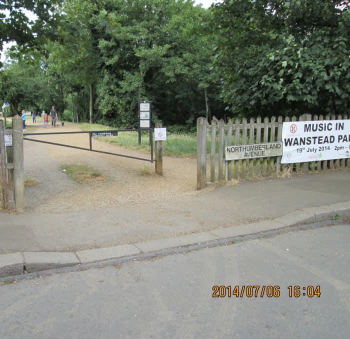 Heron Gate (what there is now), leading into the park from Wanstead Park Avenue, at the other end of which is Wanstead Flats, the southernmost extremity of the historic Forest of Essex, latterly Epping Forest