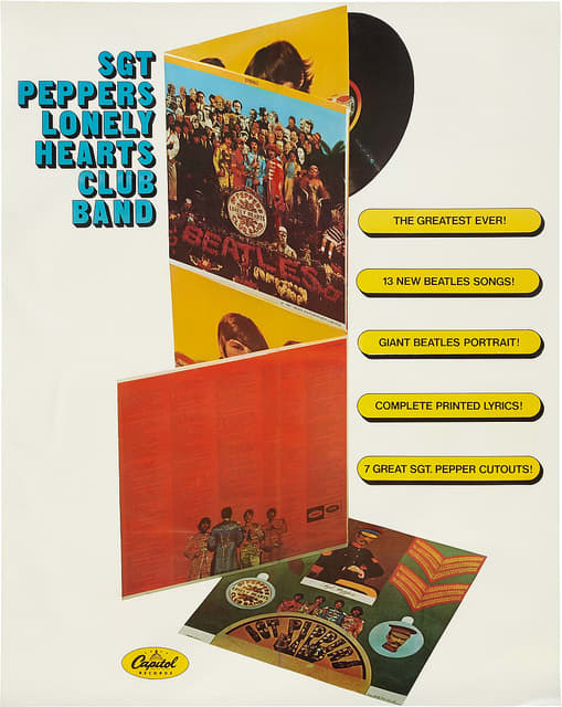 The Beatles "Sgt. Pepper's Lonely Hearts Club Band" 4CL-2653 Capitol Records In-Store Promo Poster (1967).