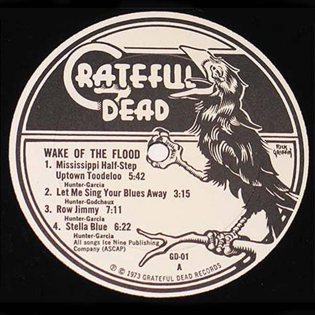 Grateful Dead "Wake Of the Flood" Grateful Dead Records GD-01 12" LP Vinyl Record (1973) Label Art by Rick Griffin
