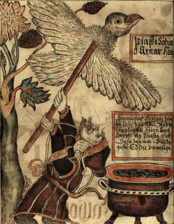 An illustration from the Prose Edda, which preserved the bulk of what we know about Germanic Mythology.