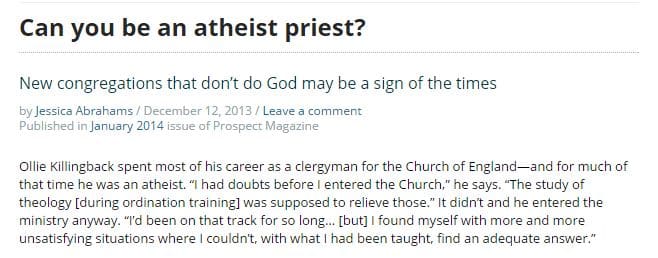 “Iain” still works as a Protestant minister in Ireland. In an interview with the Irish edition of the Sunday Times, he referred to God as “total and absolute nonsense” adding that trying to instil religious faith in children amounts to abuse."