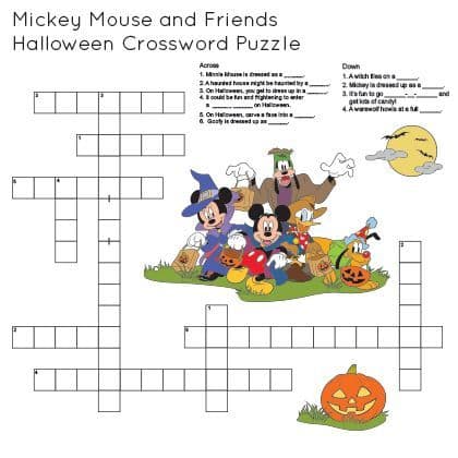 Mickey Mouse and Friends Halloween Crossword Puzzle Game