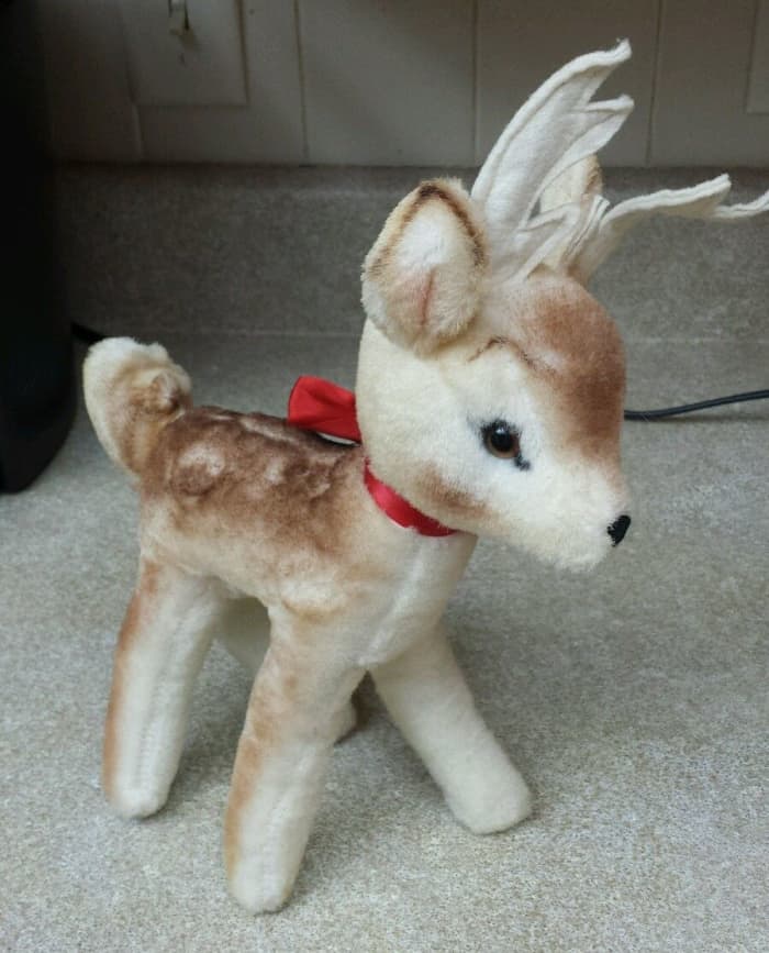A beautiful well made vintage "Bambi" hand made deer. This stuffed animal was Designed by Character Novelty Company in the 1950s . This Plush toy was hand made in Norwalk, Connecticut back in the 1950s by folks that knew how to make toys.