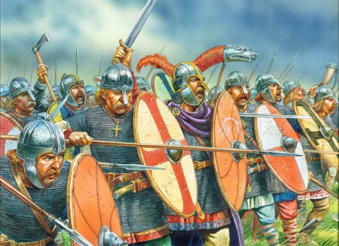 Aelfred's West Saxons face up to the Danes' surge south-westward, first to Wareham and on to Exeter