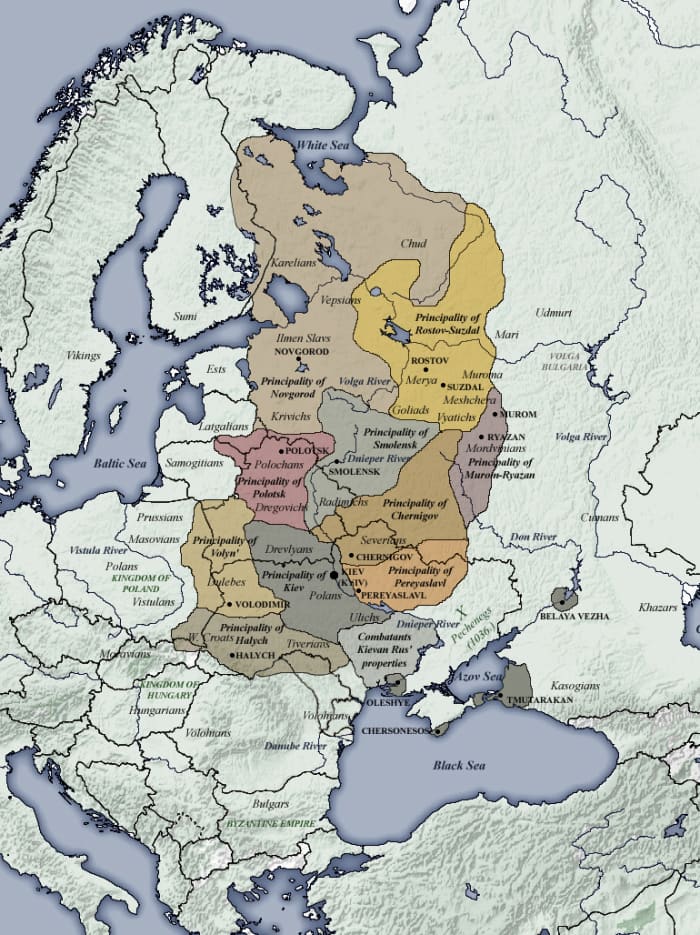 The Kievan Rus dominions between the Baltic and the Black Sea - extensive and in places heavily populated