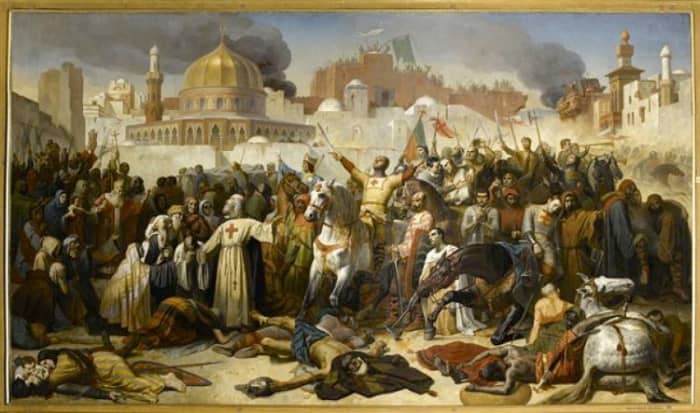 The taking of Jerusalem under the leadership of Godfrey de Boudillon. Robert and Eadgar are likely to have been with him