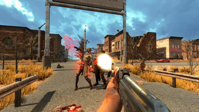 Fighting a few at a time is no problem, though using a gun like here will attract even more and can easily be your downfall.