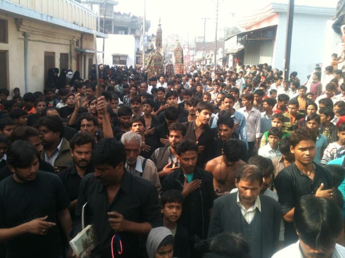 Shia Muslims performing in Ashura procession at Hardoi