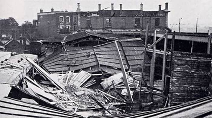 Then in western Essex, North Woolwich Station near Stratford was built by the Great Eastern Railway at the heart of Dockland. Completely rebuilt and served as passenger terminus and museum in later tears. Bombed 7th September, 1940