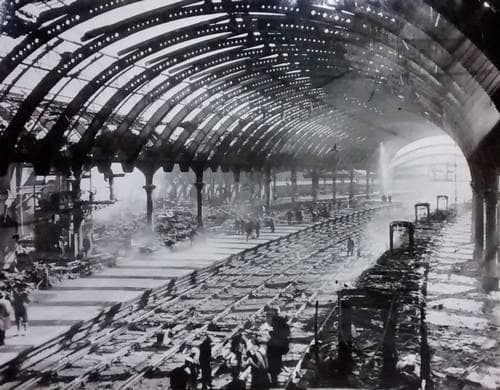 York - a large area at the south end of the station suffered damage - completely rebuilt as new after the war, true to NER architect Thomas Prosser's designs of 1877