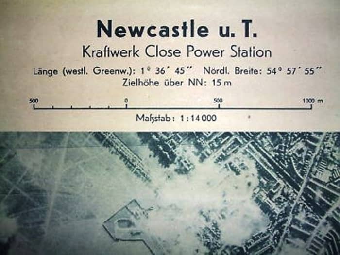 Targets in Britain were often gleaned from tourist maps and pre-war peacetime overflights. Here's one of Newcastle-upon-Tyne...