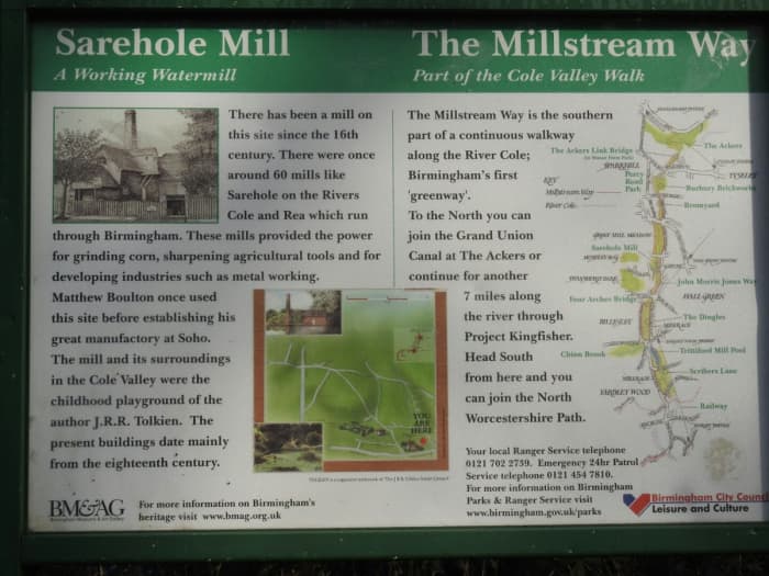 One of the many informative signposts dotted around Sarehole Mill and the surrounding area.