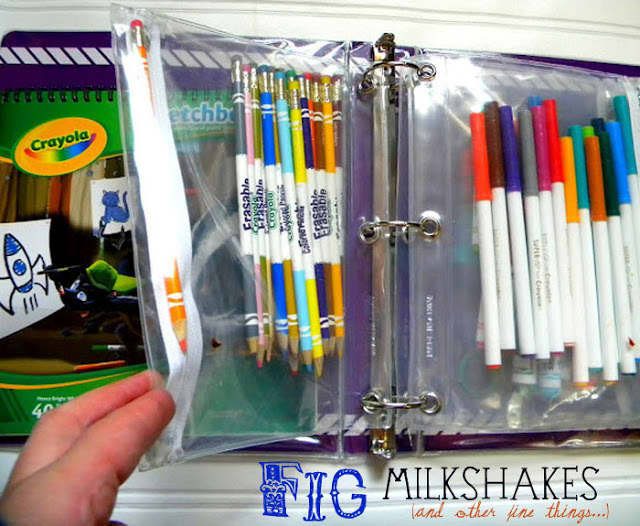 Art binders are another solution for all those stray pieces. It is a perfect solution for markers, pens, pencils and odds and ends. Learn how to create your own art bunder.