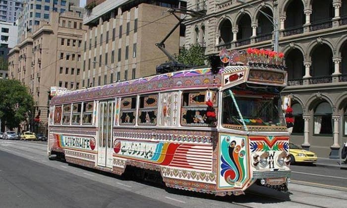 Decorated local tram, a successful achievement of Pakistani truck art hits the streets of Melbourne, Australia.