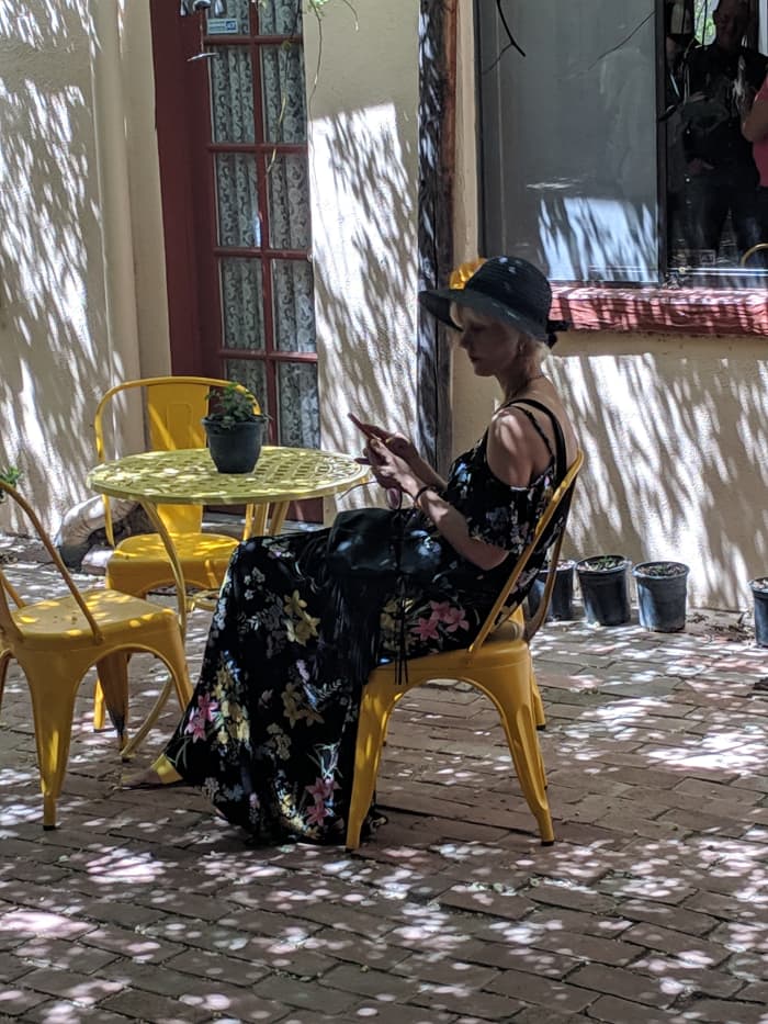 Tombstone is a busy place with all the tourists, shops and almost hourly renactments of gunfights on Allen Street. The courtyoard of the Rose Tree Museum provides a quiet oasis for visitors.