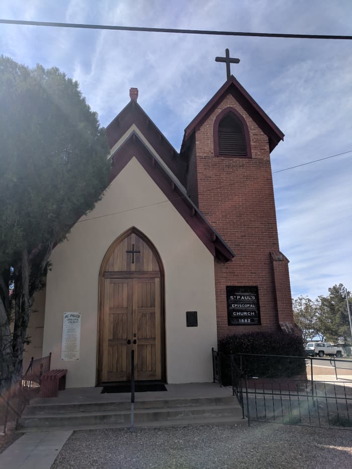 Church built in 1882 - 4 years after Ed Schieffelin filed his mining claim that started the city and 2 years before Henry & Mary Gee arrived in Tombstone. In 1902 Mary Gee organized & performed in a concert to raise funds for the church
