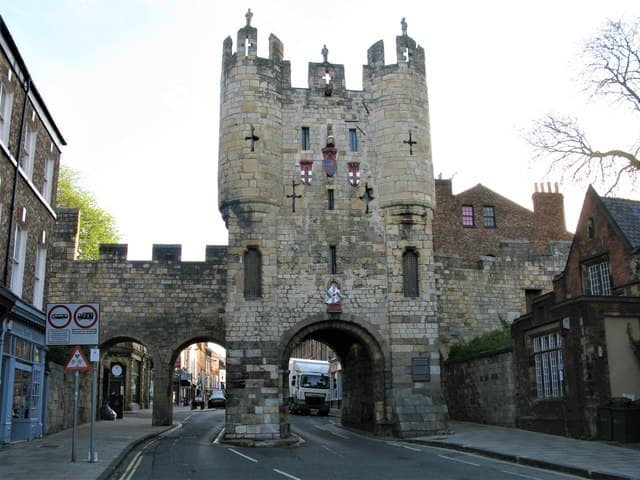 Micklegate Bar, from 'without' - from the Nunnery Lane side (south), modified to suit modern day demands. The Henry VII museum is located within the barbican