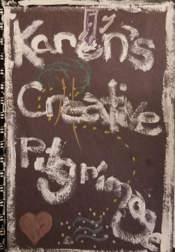 My most recent journal, begun last week. It includes both my inspired art and journaling that flowed from the artistic expression. I also have a journal for writing to which I also add doodles and other miscellaneous meaningful paper scraps, etc.