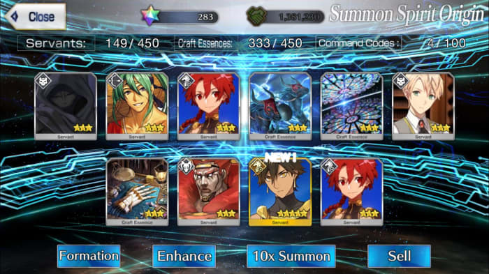 The Servant on rate up was Artoria Alter Rider, I got Rider Ozymandias instead, not exactly what I wanted but I'll take it. This is a "spook" in this game.