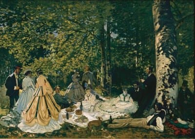 Monet's 'Dejeuner sur L'herbe' features his soon to be wife, Camille Domcieux and friend, fellow Impressionist painter, Frederic Bazille.