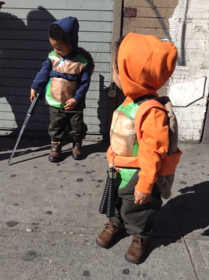 Completed Toddler Mutant Ninja Turtles. It wasn't after I took this photo that I realized Leo's shell was on upside down groar.