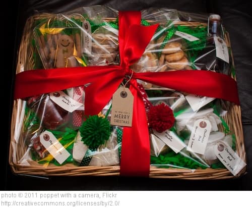 Decorate your gift basket freely or with a theme to go with the person, such as music, sports, cooking and such.