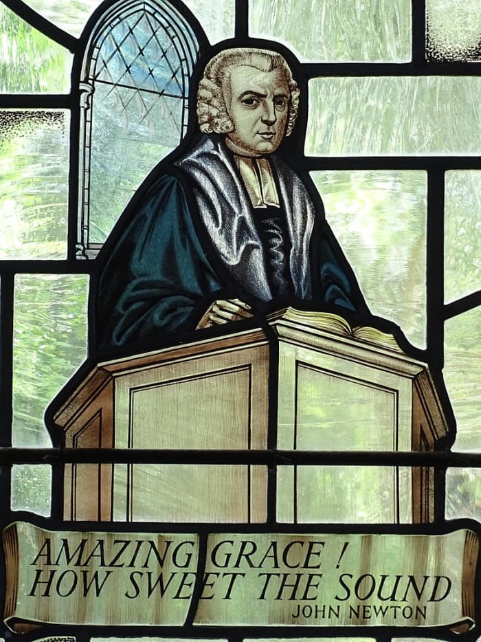 Stained-Glass Image of John Newton - Amazing Grace Writer - St. Peter and Paul Church - Olney - Buckinghamshire - England - 02 (27656254594).jpg Created: 11 July 2016