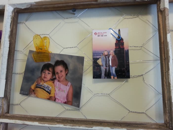 This section holds a sweet photo of two of my grandchildren, and then another of my daughter (far right) and a friend in NY City on their first visit.