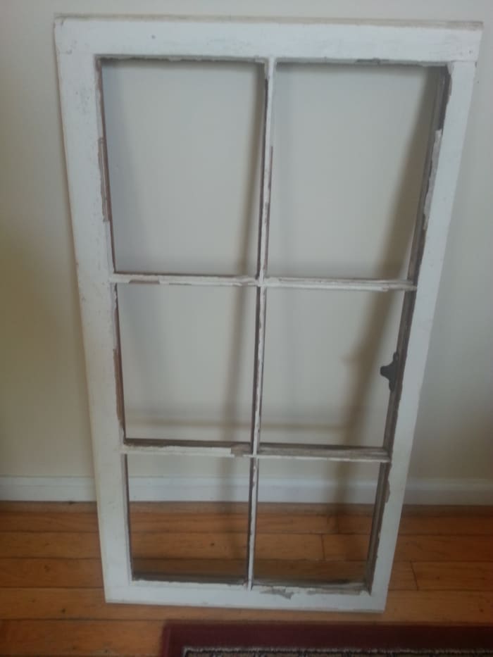 Another old window in a different shape to be used as a message / picture board (No glass in this one).